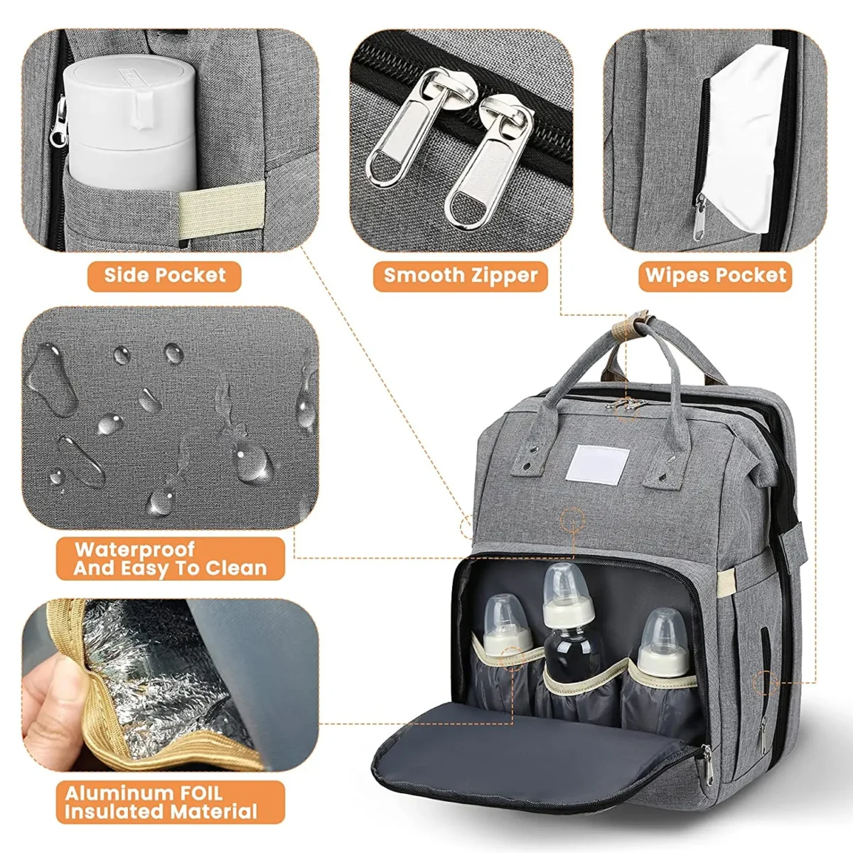 Portable Folding Crib Diaper Bag Multi-Function (حقيبة حفاضات متعددة الوظائف بسرير محمول قابل للطي) - Image 4
