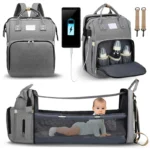 Portable Folding Crib Diaper Bag Multi-Function (حقيبة حفاضات متعددة الوظائف بسرير محمول قابل للطي)