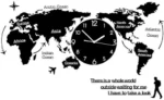 Acrylic World Map Wall Clock Black - Image 4