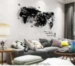 Acrylic World Map Wall Clock Black - Image 3
