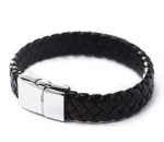 Vintage Men Leather Wristband Braided Magnetic Clasp Bracelet Bangle - Image 2